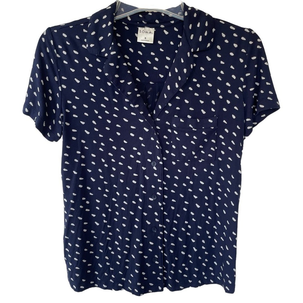 Soma cool nights navy blue white top SOFT size Small